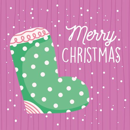 merry christmas celebration dotted green sock snowのイラスト素材