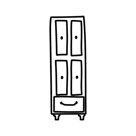 wooden furniture cabinets interior object vector illustration thick lineのイラスト素材
