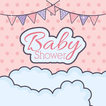 baby shower bunting clouds decorationのイラスト素材