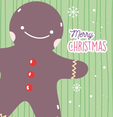 merry christmas celebration gingerbread man snowflakes snowのイラスト素材