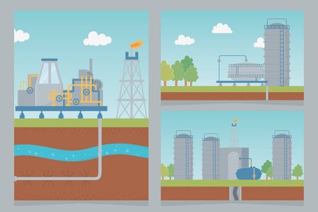 storage industry petroleum process exploration frackingのイラスト素材