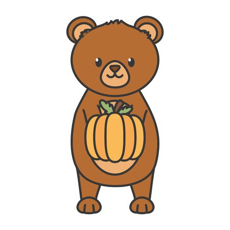 cute bear holding pumpkin autumnのイラスト素材