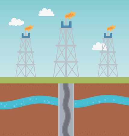 gas factory industry process exploration frackingのイラスト素材