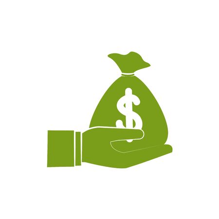 Isolated money bag icon green silhouette designのイラスト素材