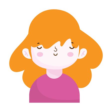 cute little girl portrait cartoon, childrenのイラスト素材