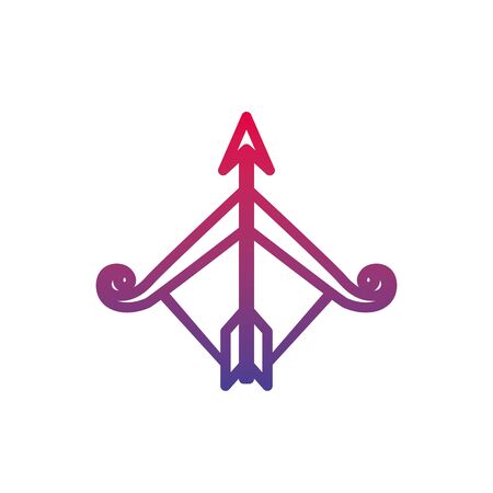 archery bow arrow fantasy line gradient iconのイラスト素材