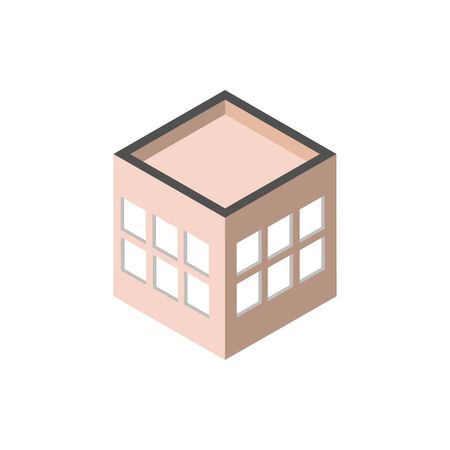 block windows roof building isometric styleのイラスト素材