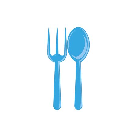 spoon and fork plastic flat icon blueのイラスト素材