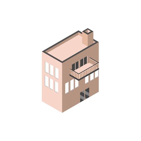building urban architecture balcony isometric styleのイラスト素材