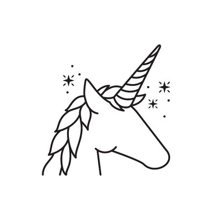 unicorn magic animal fantasy line designのイラスト素材