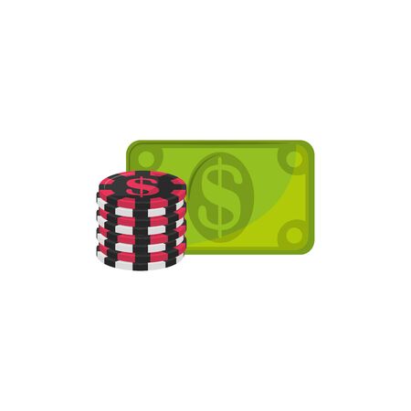 Isolated casino chips and bill flat designのイラスト素材