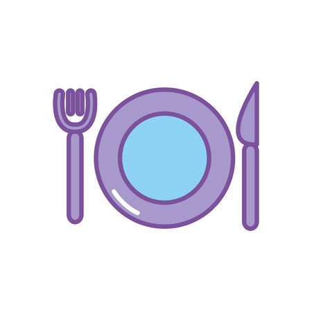 Isolated kitchen plate and cutlery fill designのイラスト素材