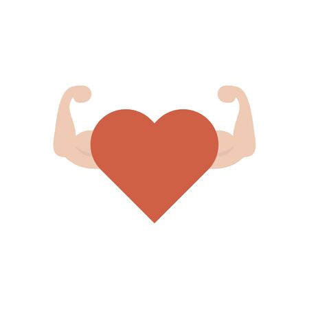 Isolated heart pulse with hand muscle icon flat designのイラスト素材