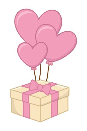 gift box and heart shaped balloonのイラスト素材