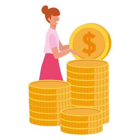 Coins and woman design vector illustrationのイラスト素材