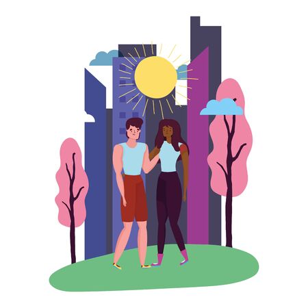 Couple of woman and man cartoon designのイラスト素材