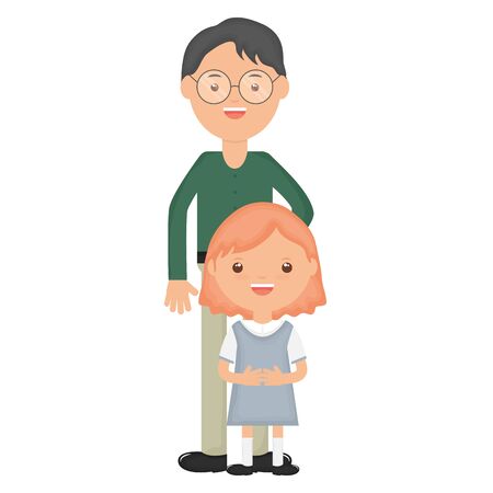 cute little student girl with teacherのイラスト素材