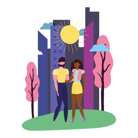 Couple of woman and man cartoon designのイラスト素材