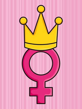 female gender symbol with crown pop art styleのイラスト素材