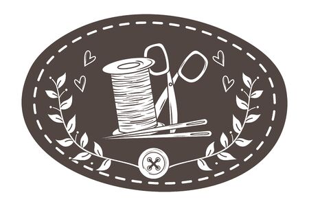 Scissor needle and thread of tailor shop designのイラスト素材