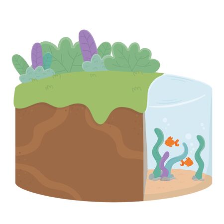 Isolated leaves shrubs and lake designのイラスト素材