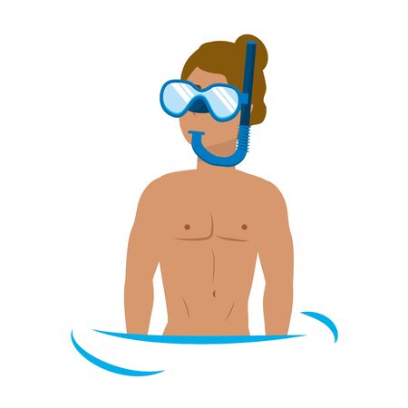 Boy with summer swimwear designのイラスト素材