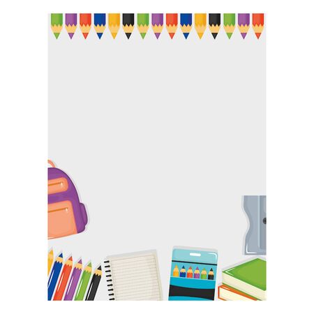 set of school supplies frame aroundのイラスト素材