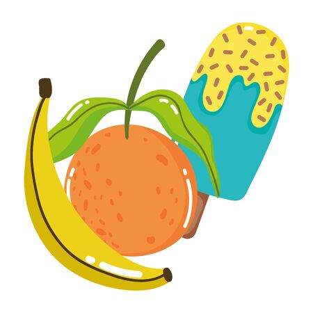 Banana orange with ice cream vector designのイラスト素材