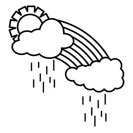 cloud sky rainy with sun weather and rainbowのイラスト素材