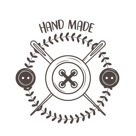 hand made sewing frame with button and needlesのイラスト素材