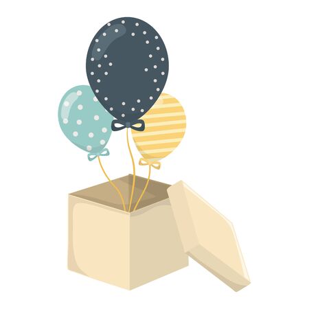 Isolated party balloons inside box designのイラスト素材