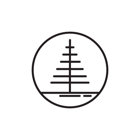 pine tree plant line styleのイラスト素材