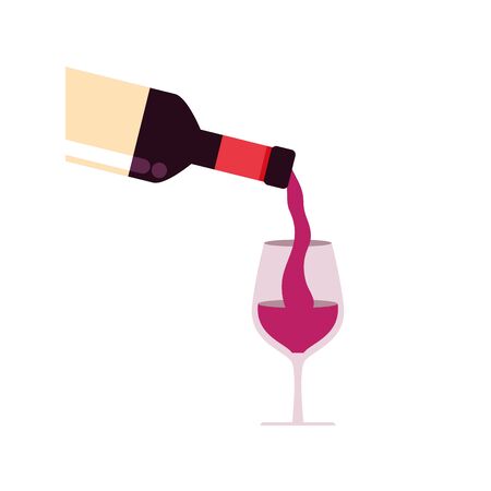 wine glass cup with bottle flat style iconのイラスト素材