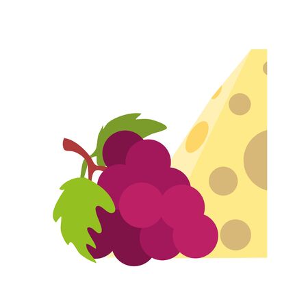 grapes fruits with cheese flat style iconのイラスト素材
