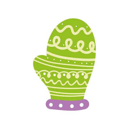 merry christmas celebration green mitten lights decorationのイラスト素材