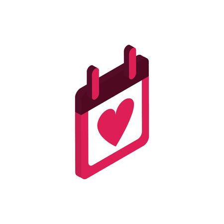 happy valentines day calendar date love isometric iconのイラスト素材