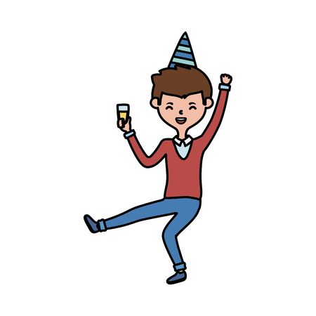 Man with happy birthday hat designのイラスト素材