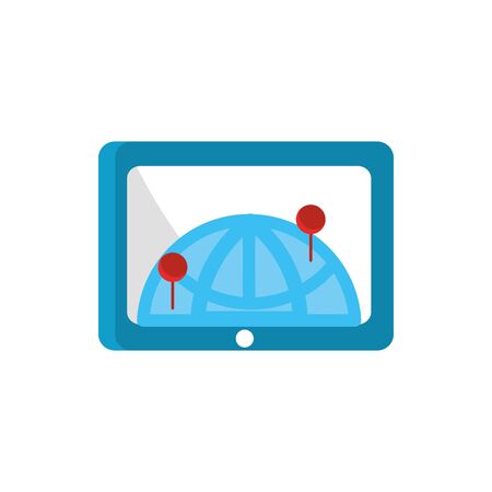 smartphone world pins gps map and navigationのイラスト素材