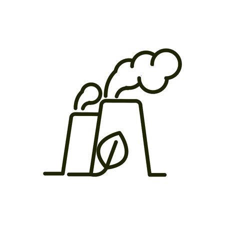 factory chimney pollution environment ecology line and fillのイラスト素材