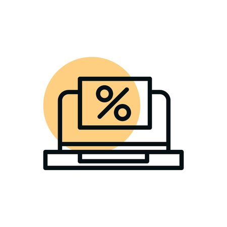 laptop computer offer sale commerce shopping line style dot colorのイラスト素材