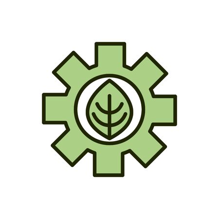 green leaf gear environment ecology line and fill  illustrationのイラスト素材