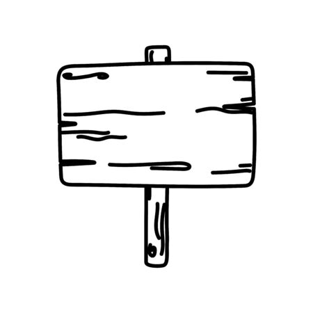wooden sign board empty icon on white background thick lineのイラスト素材