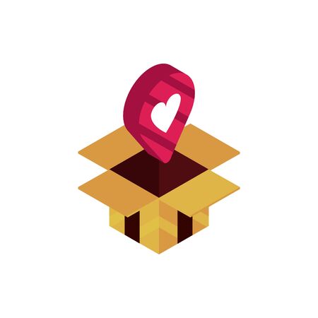 happy valentines day pointer love box isometric iconのイラスト素材