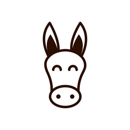 cute face donkey animal cartoon icon thick lineのイラスト素材