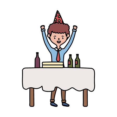 Man with happy birthday hat vector designのイラスト素材