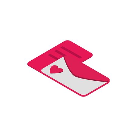 happy valentines day email envelope letter isometric iconのイラスト素材