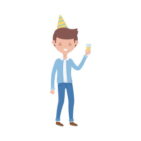 Man with happy Birthday hat designのイラスト素材