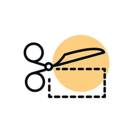 scissors with a dashed shopping line dot colorのイラスト素材