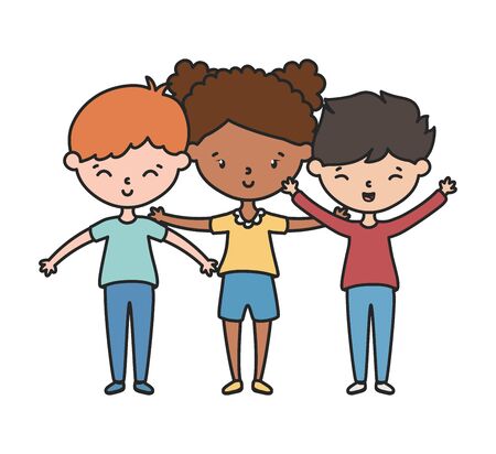 happy girl and boys friends celebrationのイラスト素材