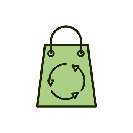 paper shopping bag recycle environment ecology line and fillのイラスト素材